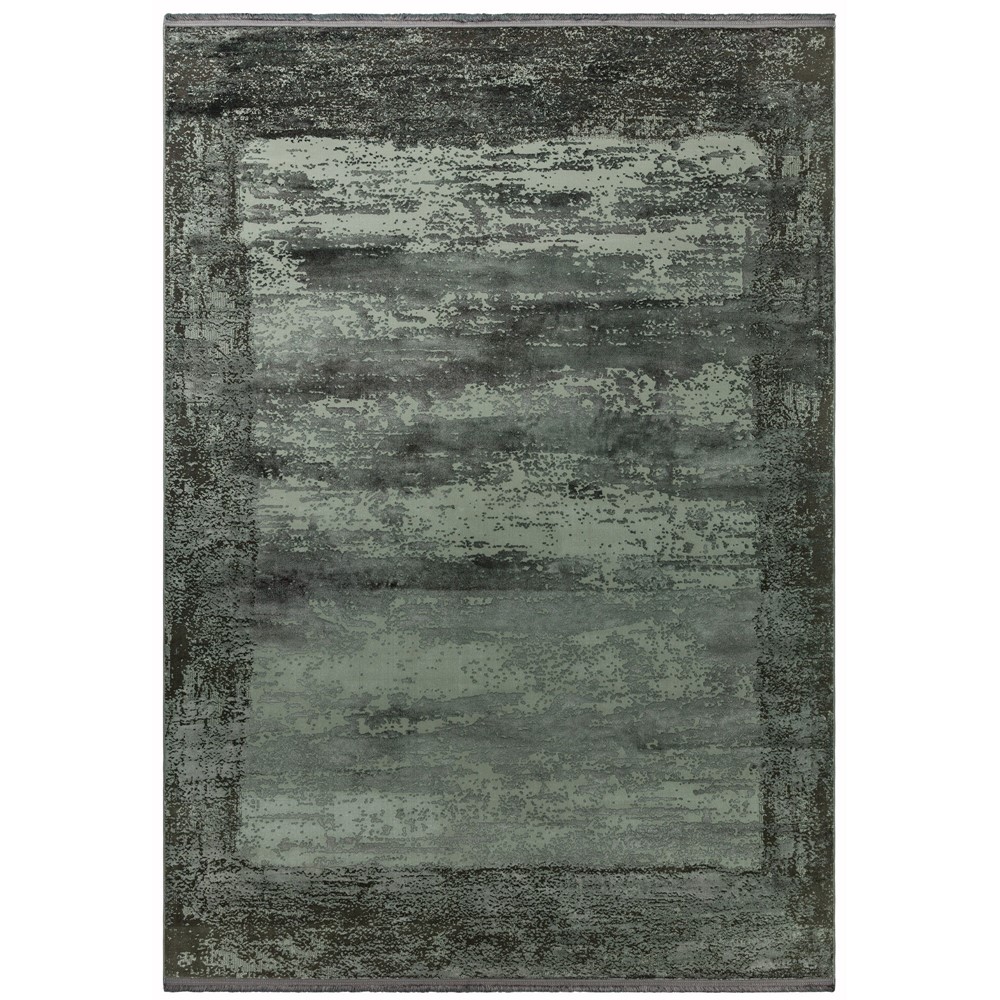 Athera Distressed Border Rugs in AT03 Anthracite Grey